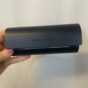 Warby Parker Navy Blue Glasses Sunglasses Hard Case New Cleaning Cloth